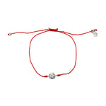 Bracelet tressé fleur argent 925 et zircons - ROUGE
