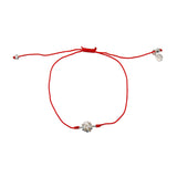 Bracelet tressé fleur argent 925 et zircons - ROUGE