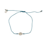 Bracelet tressé fleur argent 925 et zircons - BLEU JEAN