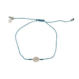 Bracelet tressé fleur argent 925 et zircons - BLEU JEAN