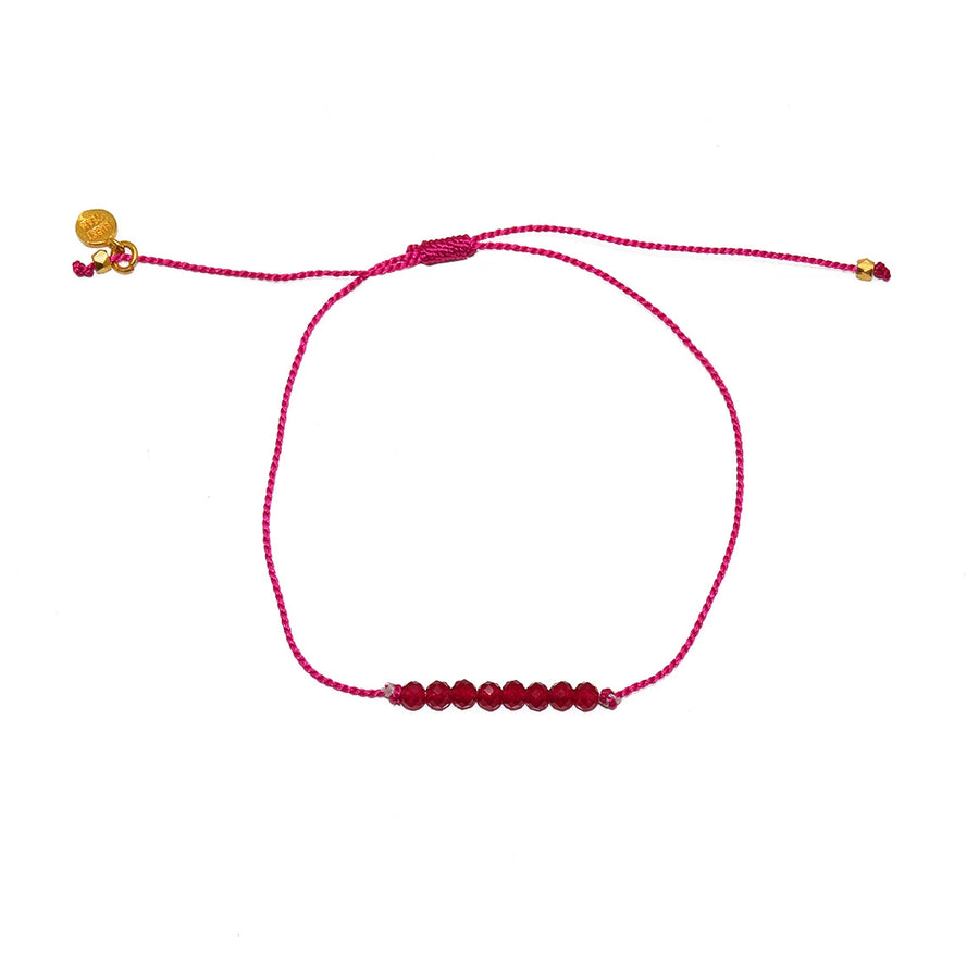 Bracelet tressé coloré et pierres - FUSHIA & RUBIS