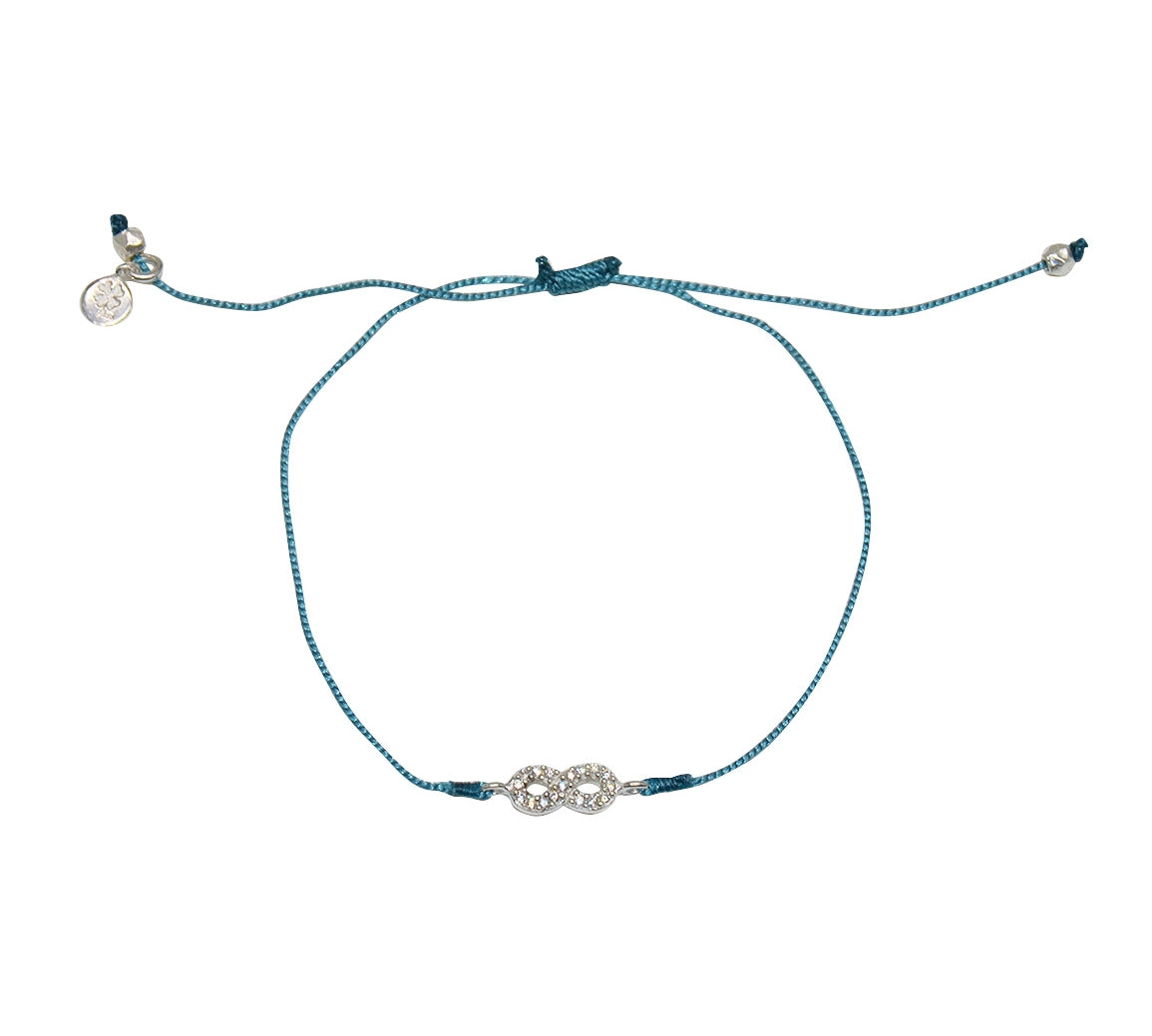 Bracelet tressé infini argent 925 et zircons - BLEU JEAN