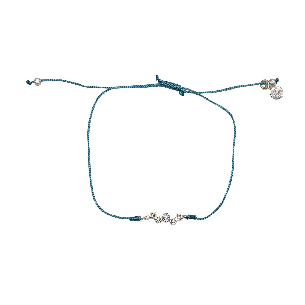 Bracelet tressé argent 925 et zircons blancs - BLEU JEAN