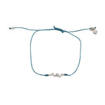 Bracelet tressé argent 925 et zircons blancs - BLEU JEAN