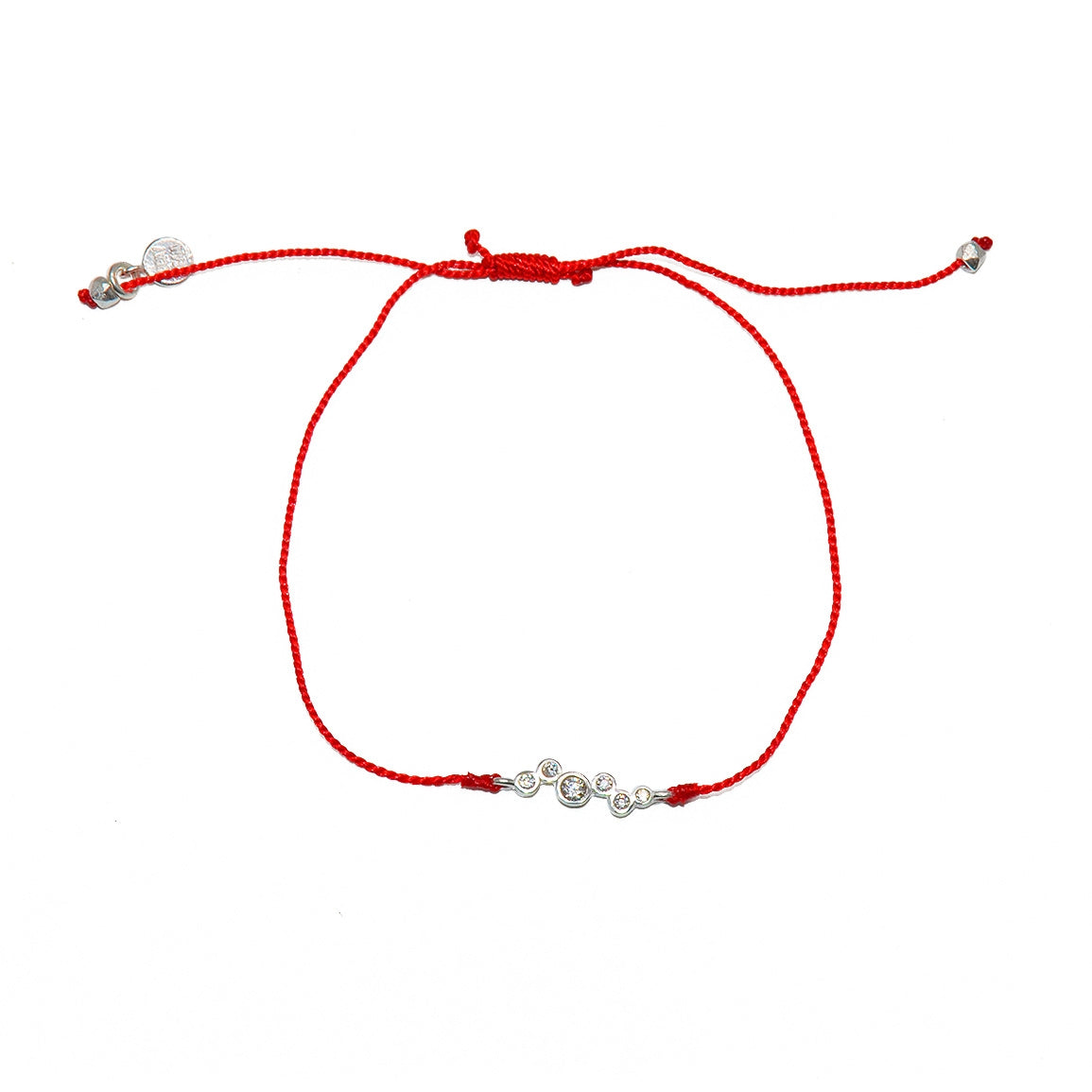 Bracelet tressé argent 925 et zircons blancs - ROUGE