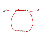 Bracelet tressé argent 925 et zircons blancs - ROUGE