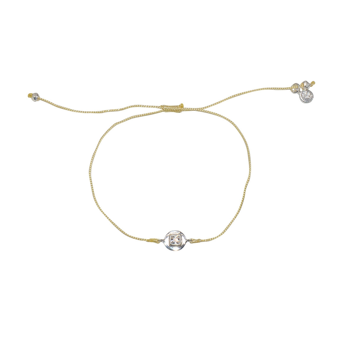 Bracelet tressé argent 925 et zircon - BEIGE