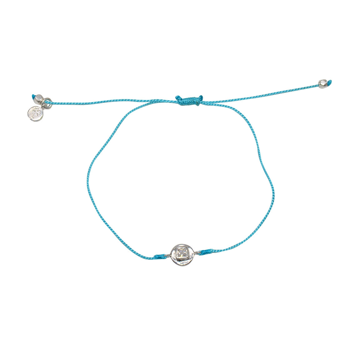 Bracelet tressé argent 925 et zircon - TURQUOISE