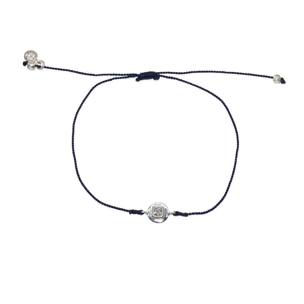 Bracelet tressé argent 925 et zircon - BLEU MARINE