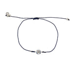 Bracelet tressé argent 925 et zircon - BLEU MARINE