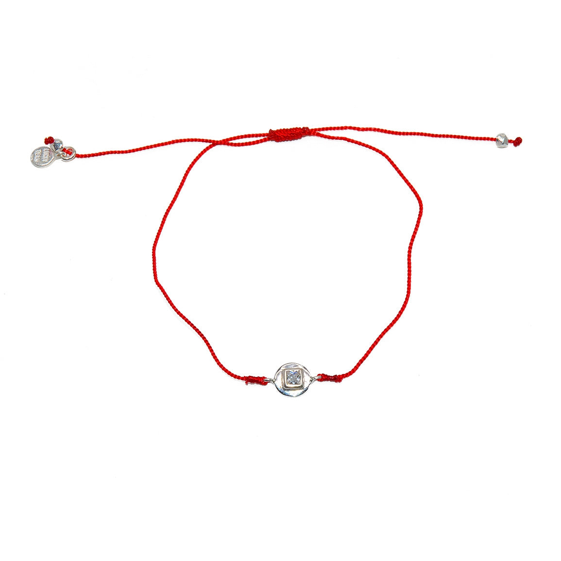 Bracelet tressé argent 925 et zircon - ROUGE