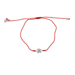 Bracelet tressé argent 925 et zircon - ROUGE