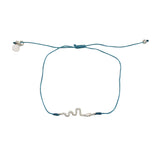 Bracelet tressé serpent argent 925 et zircons - BLEU JEAN