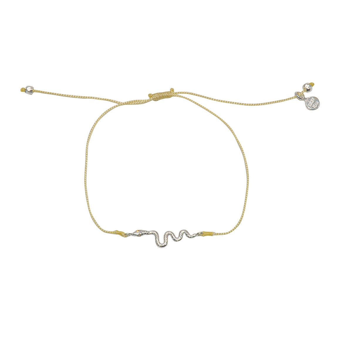 Bracelet tressé serpent argent 925 et zircons - BEIGE