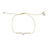 Bracelet tressé serpent argent 925 et zircons - BEIGE