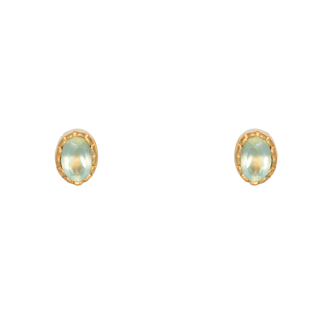 Boucles dorées et pierre ovale - PREHNITE