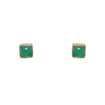 Boucles dorées et pierre carrée - ONYX VERTE