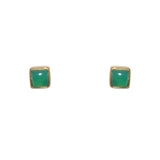 Boucles dorées et pierre carrée - ONYX VERTE