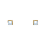 Boucles dorées et pierre carrée - PERLE DE CULTURE
