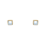 Boucles dorées et pierre carrée - PERLE DE CULTURE