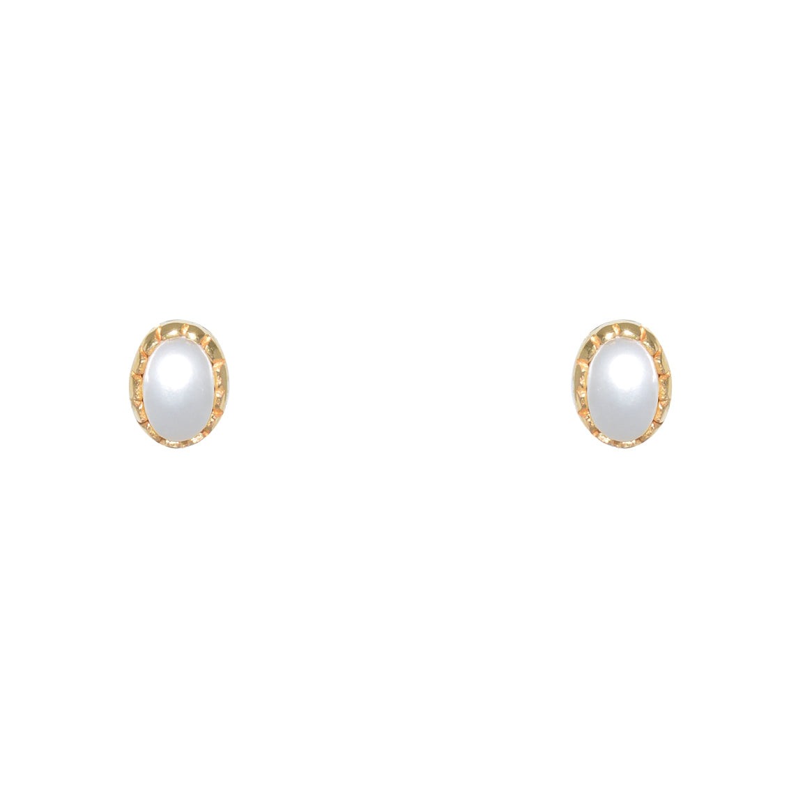 Boucles dorées et pierre ovale - PERLE DE CULTURE