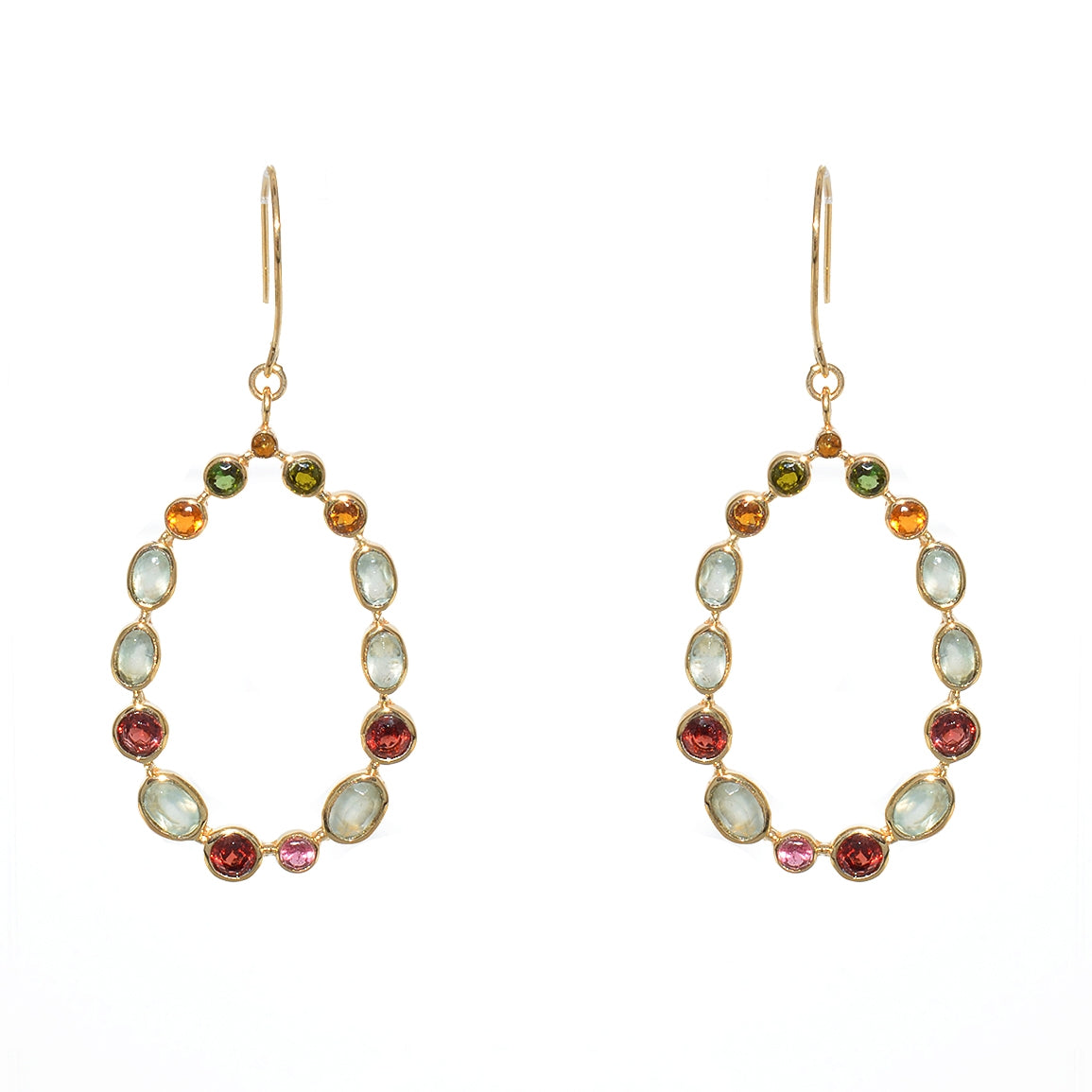 Boucles dorées gipsy multi pierres - Boucles d’oreilles