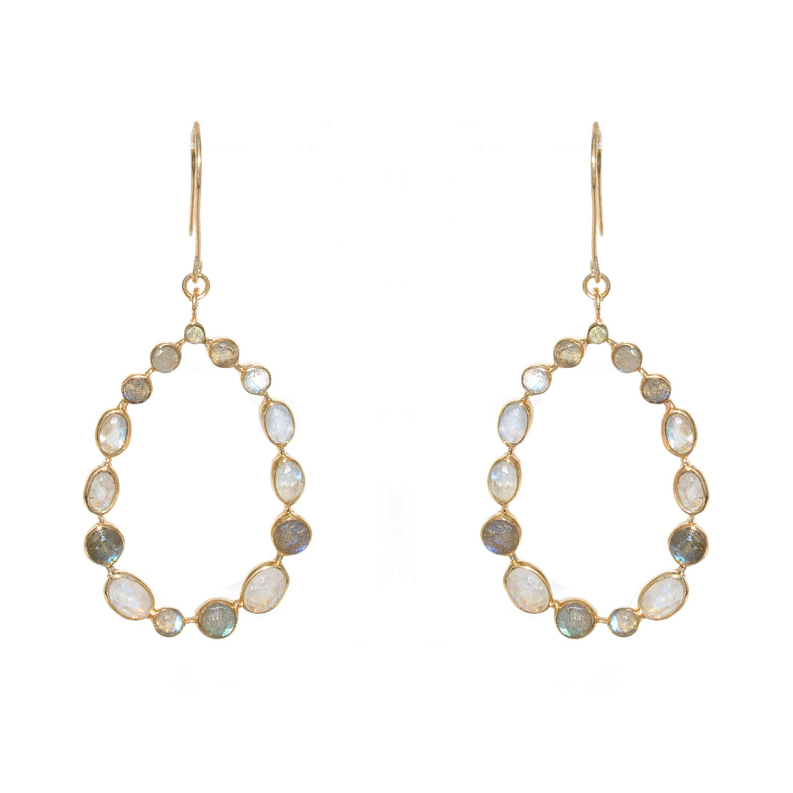 Boucles dorées gipsy multi pierres - LABRADORITE & PIERRE DE