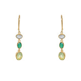 Boucles dorées pierre de lune, prehnite et onyx verte