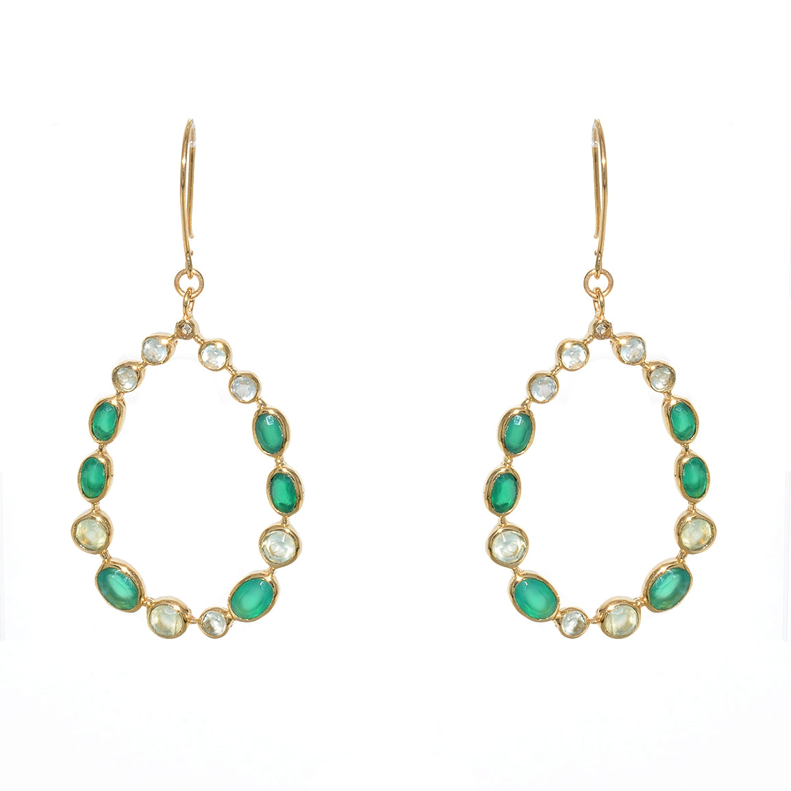 Boucles dorées gipsy multi pierres - Boucles d’oreilles