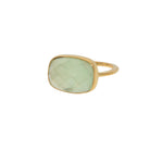 Bague dorée et pierre rectangulaire facettée - 50 / PREHNITE