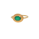 Bague dorée pierre ovale contour texturé