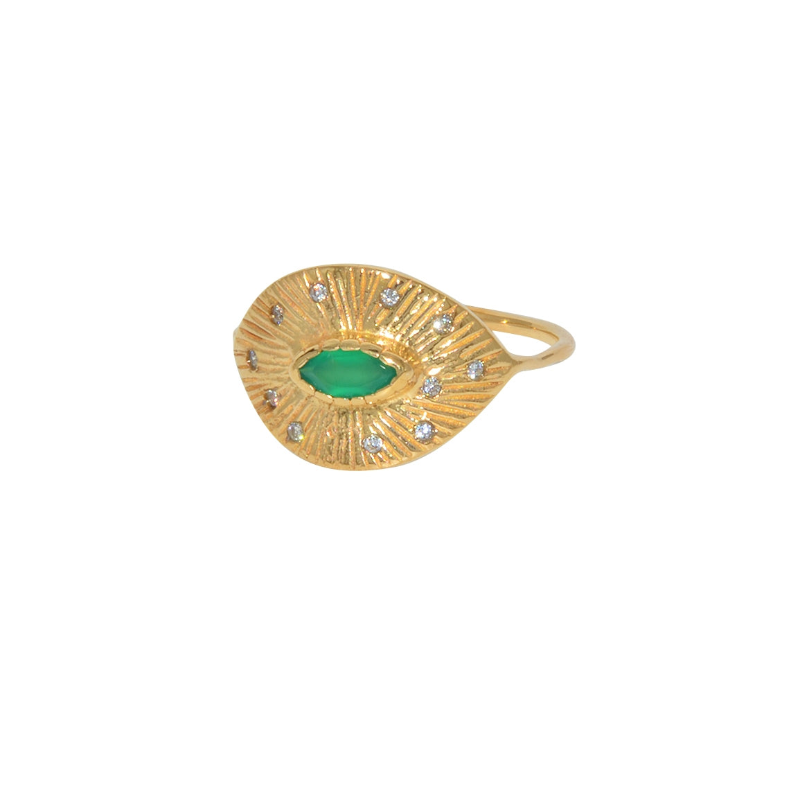 Bague dorée pierre ovale et zircons