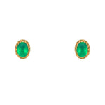 Boucles dorées et pierre ovale - ONYX VERTE