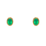 Boucles dorées et pierre ovale - ONYX VERTE