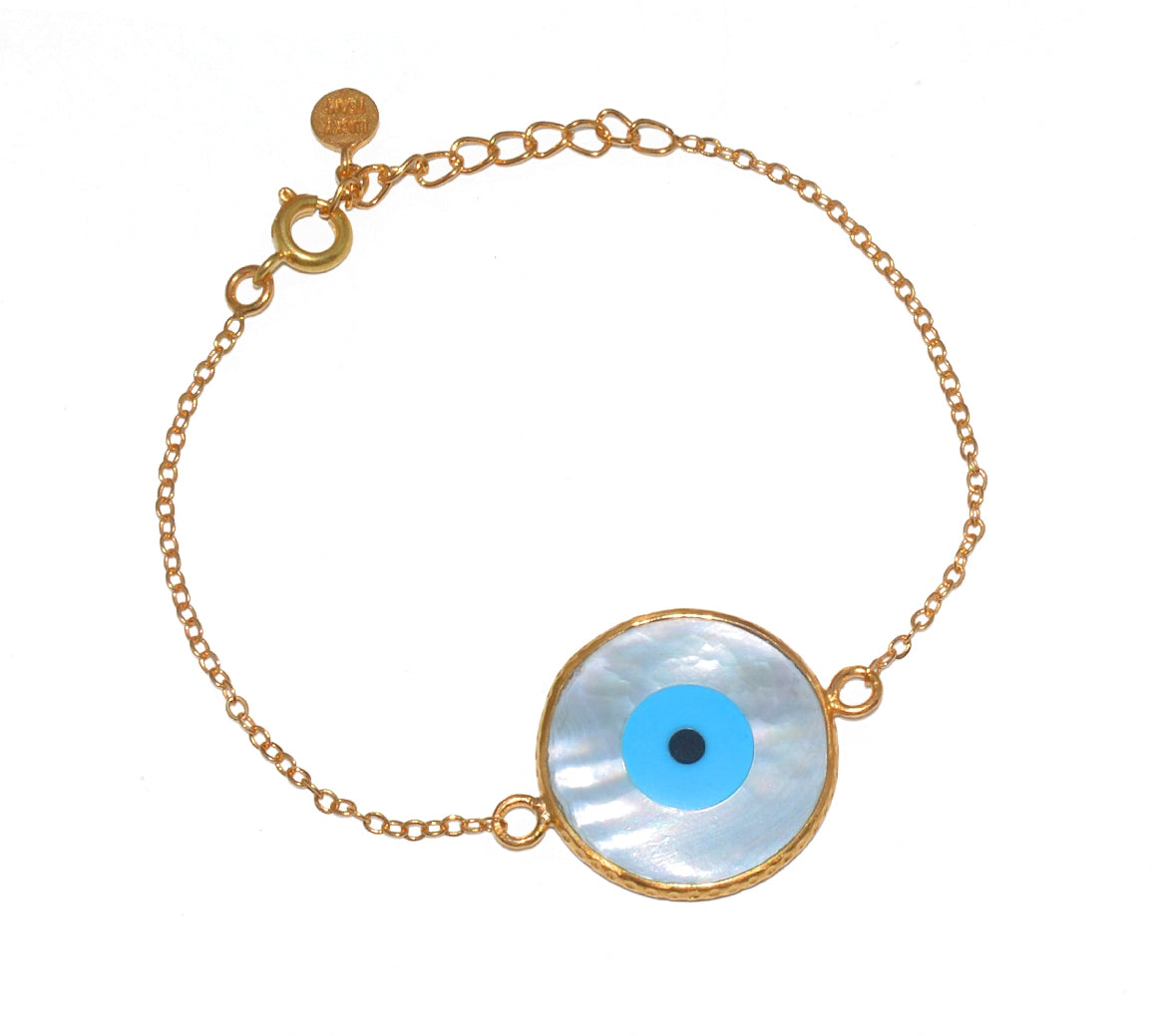 Bracelet doré et oeil nacre - XL