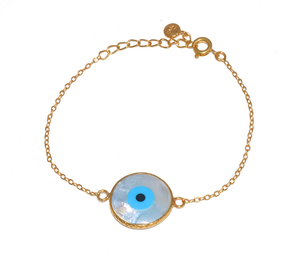 Bracelet doré et oeil nacre - L