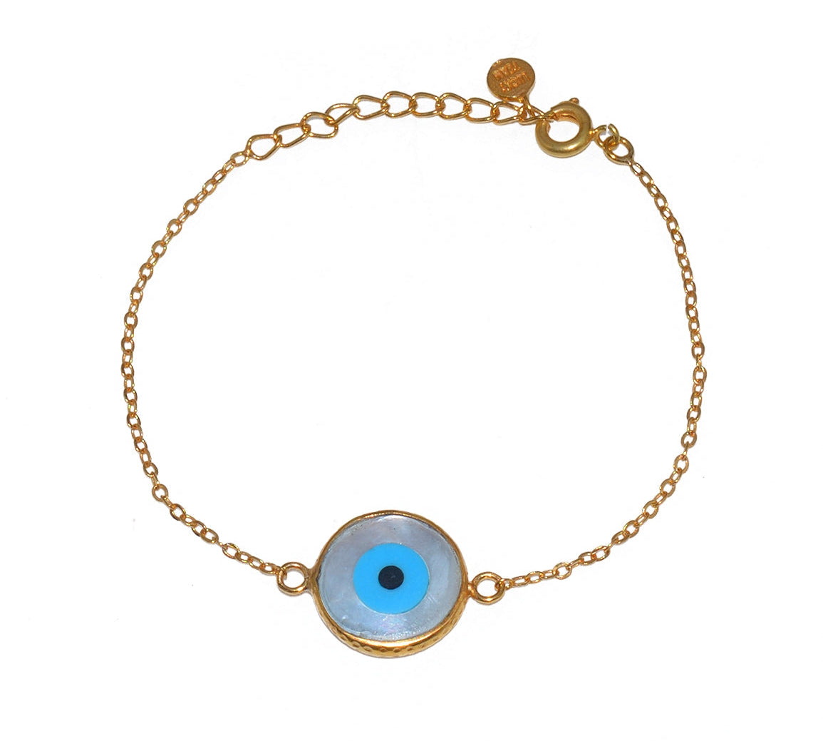 Bracelet doré et oeil nacre - M