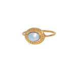 Bague dorée pierre ovale contour texturé