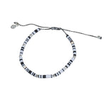 Bracelet vinyle noir blanc et perles argent 925