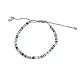 Bracelet vinyle noir blanc et perles argent 925