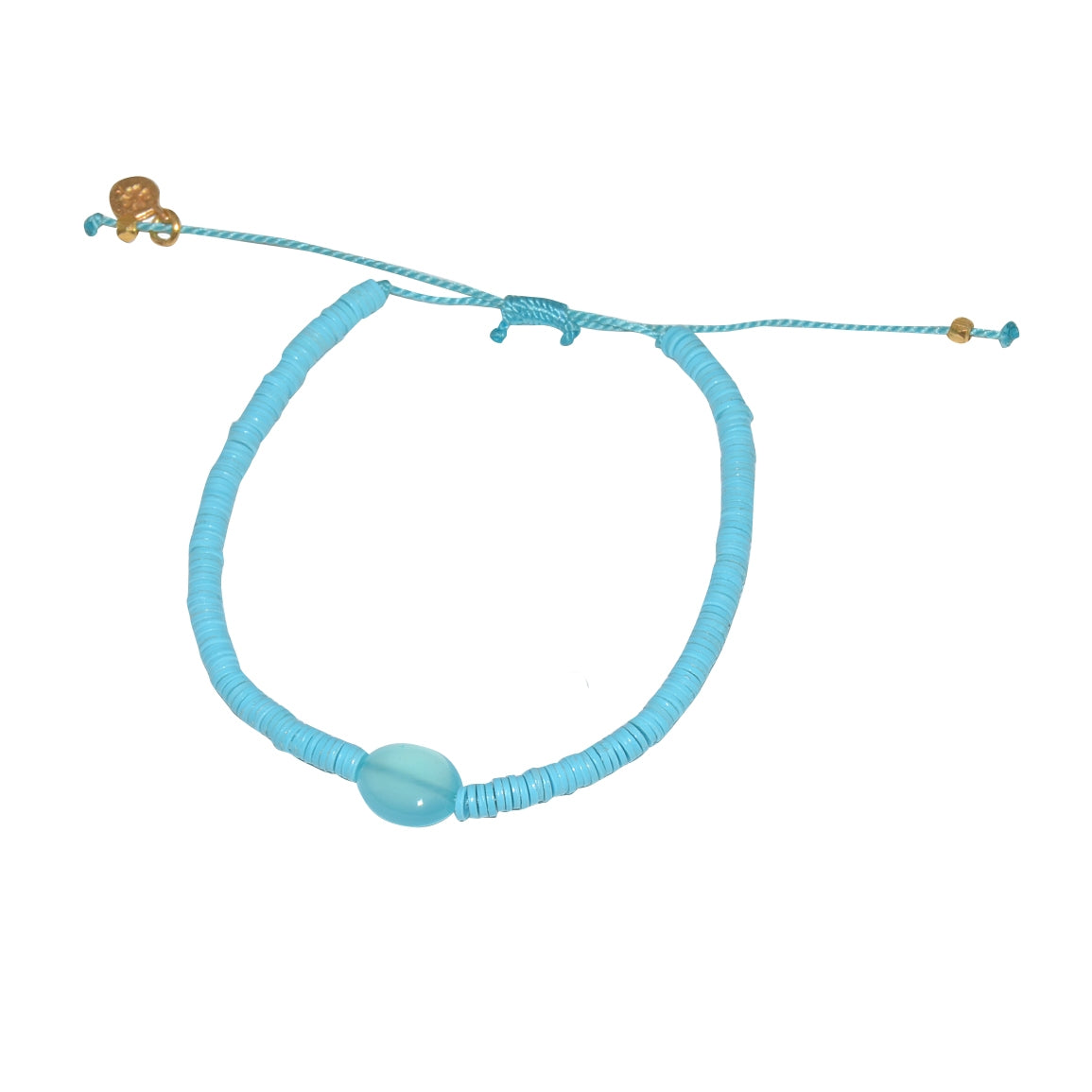 Bracelet vinyle turquoise et calcédoine