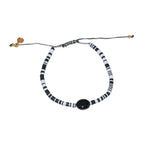 Bracelet vinyle noir blanc et onyx noire