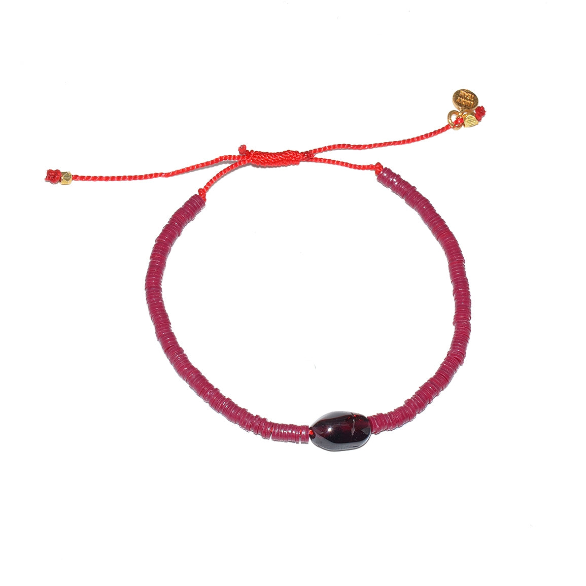 Bracelet vinyle bordeau et grenat