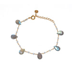 Bracelet doré gouttes pierres - LABRADORITE & PERLE