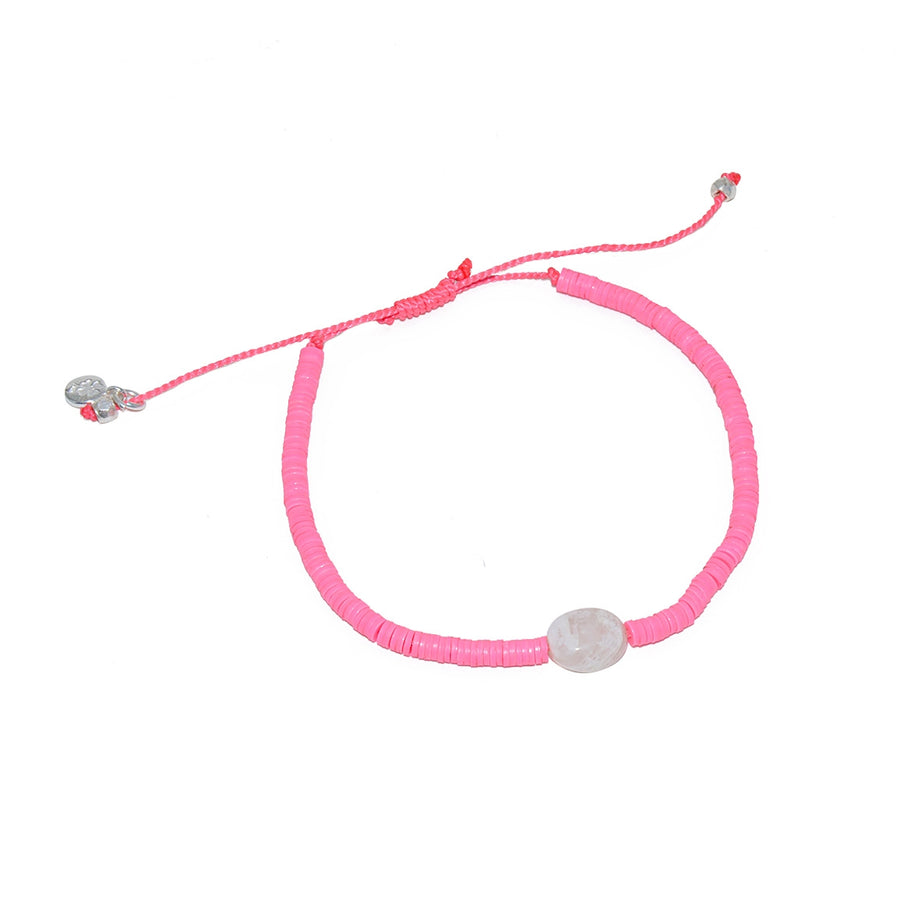 Bracelet vinyle rose et pierre de lune