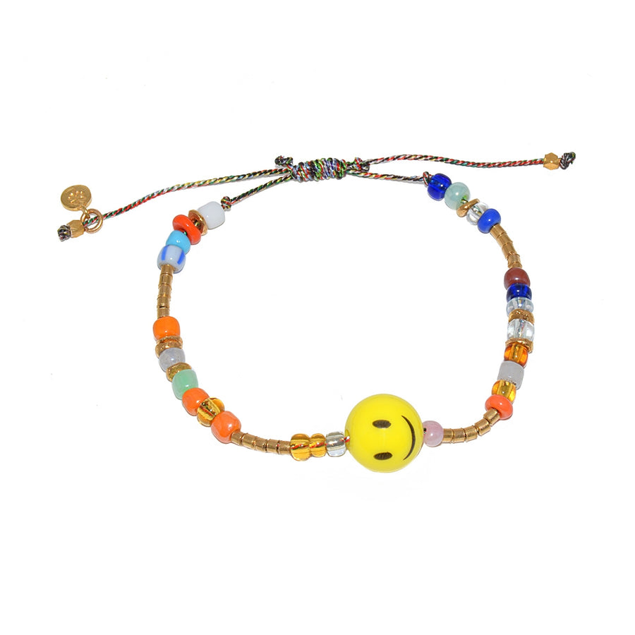 Bracelet perles multicolore et smile