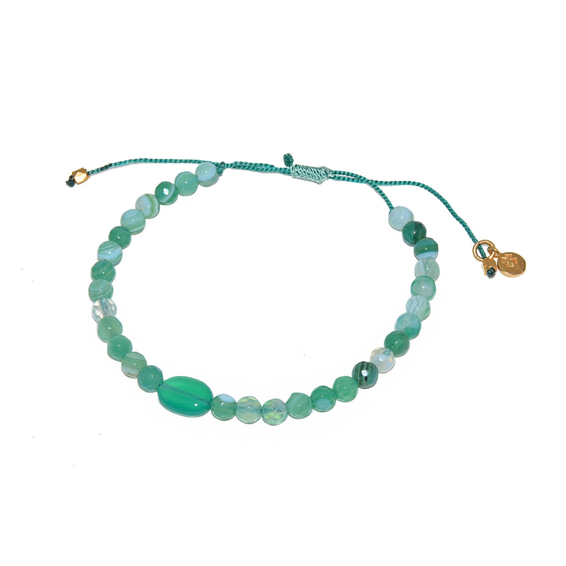 Bracelet perles agathe verte et onyx verte