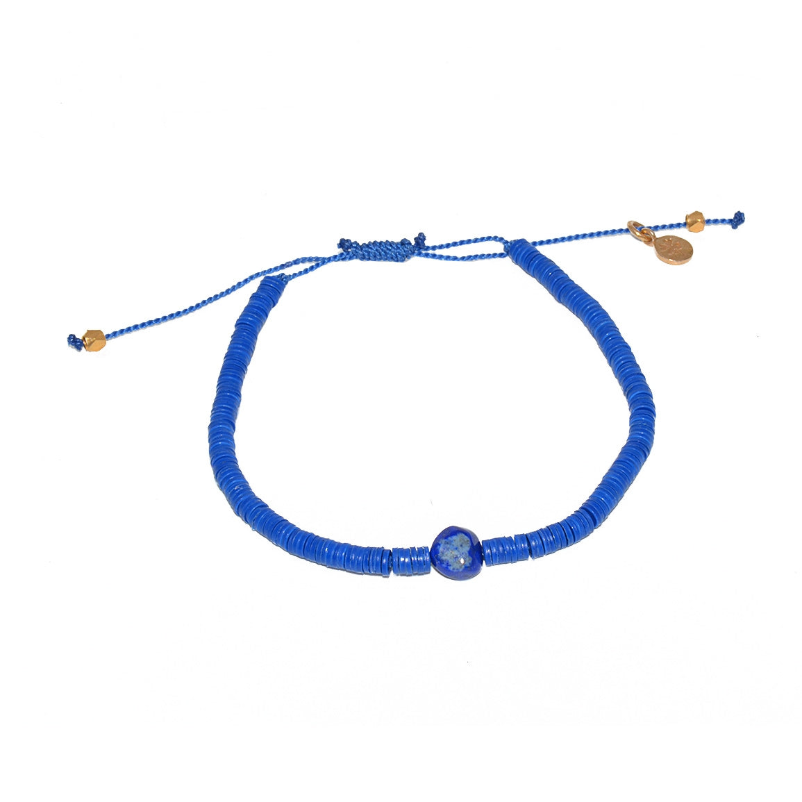 Bracelet vinyle bleu marine et lapis