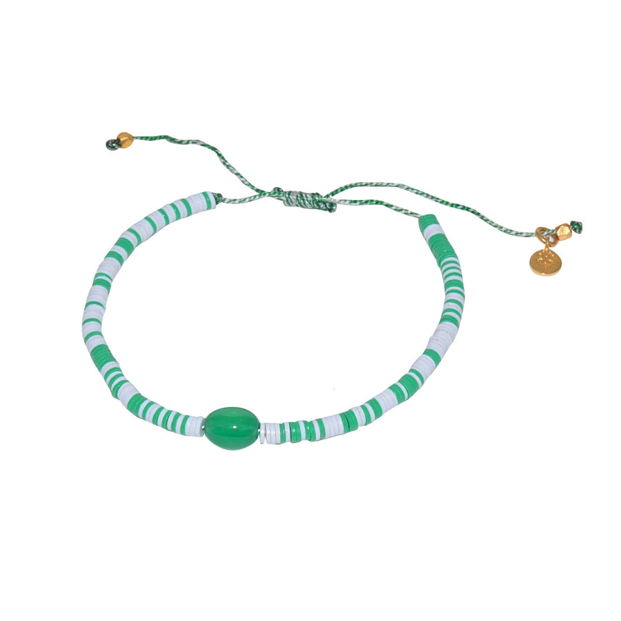 Bracelet vinyle vert et blanc onyx verte