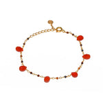 Bracelet doré gouttes pierres - ONYX ROUGE